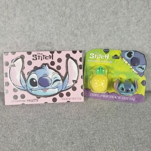 Disney Stitch Makeup Set Taste Beauty Eyeshadow Palette & 2pc Molded Lip Balms